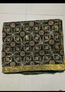 Stunning Emerald Green Embroidered Saree