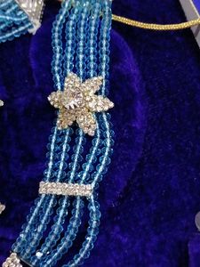 Stunning Blue Beaded Necklace &amp; Earring Set
