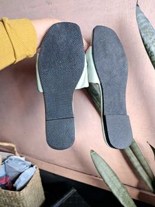 Blue Embellished Slide Sandals