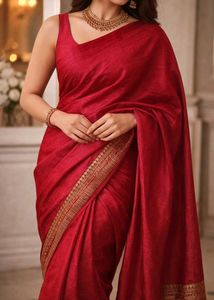🌹Rose silk Saree with Golden Border