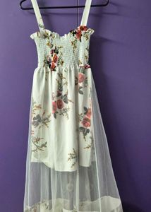 Floral Print Maxi Dress with Tulle Skirt
