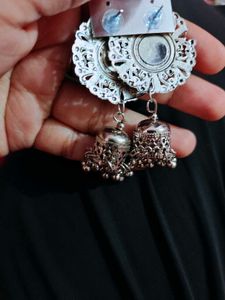 Stylish Mirror Work Jhumka Earrings