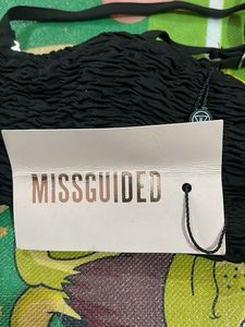 Black Textured Smocked Bikini Top