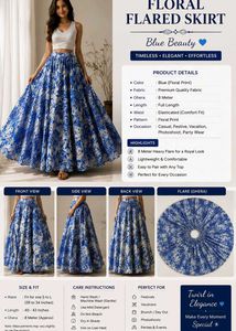 Bohemian Blue Floral Maxi Skirt