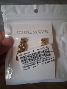 Gold Textured Drop Earrings