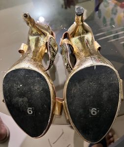 Gold Jeweled Wedding Heels Size 6