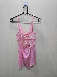 Pink Floral Lace Lingerie Babydoll
