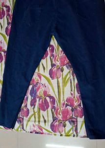 Women's Navy Blue Low Rise Denim Pant