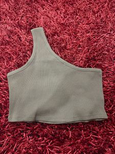 NA-KD One Shoulder Ribbed Crop Top