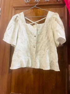 Chic Puff Sleeve Peplum Top for girls plus size gi