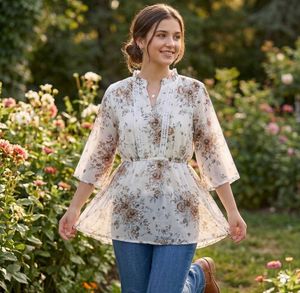 Chic Floral Print Tunic Top