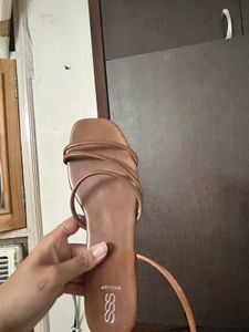 Strappy Brown Lace-Up Flat Sandals