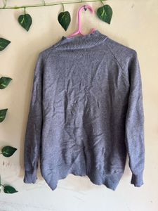 Gray Knit Turtleneck Sweater