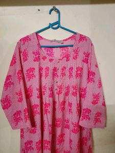 Pink Floral Print Kurta