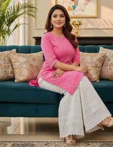 white Embroidered Palazzo