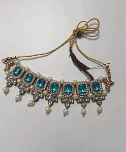 Stunning Blue Kundan Choker Set