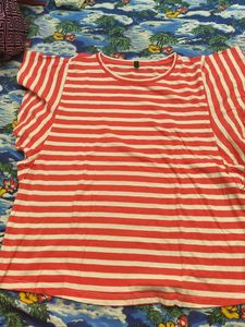 Benetton Striped Red &amp; White T-Shirt