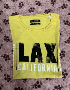 ESPRIT Men's Yellow LAX Graphic T-Shirt