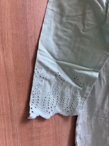 Biba Mint Green Embroidered Kurti - Size L