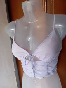 Lavender Ruched Halter Neck Top