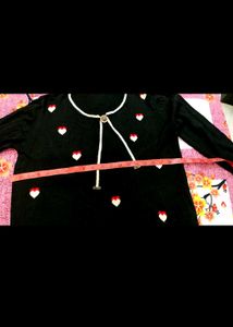 Heart Print Black Sweater