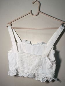 White Ruffle Crop Top