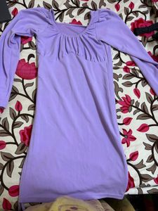Lavender Puff Sleeve Bodycon Dress