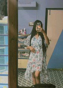 Women Chic Floral Print High-Low Dress