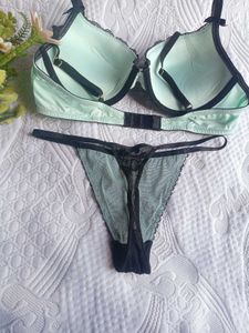 Mint Green &amp; Black Lace Lingerie Set