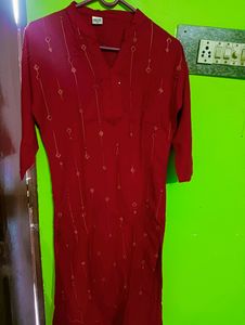 Embroidery Red Kurta