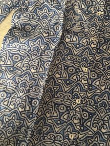 Blue Printed Button-Up Shirt