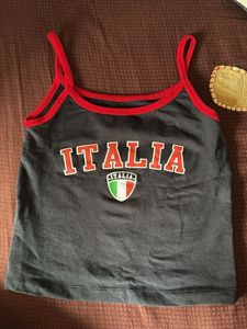 Italia Graphic Spaghetti Strap Top