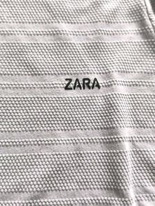 Zara Men's Grey Striped Henley T-Shirt