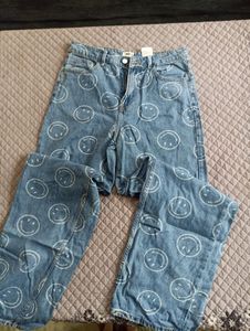 Fun Smiley Face Denim Jeans