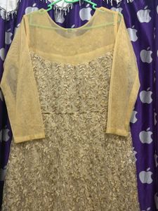 Elegant Gold Embroidery Maxi Gown