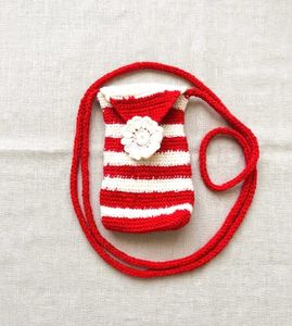 Handmade Striped Crochet Mobile Bag