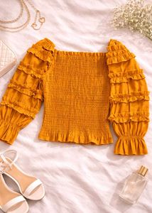 Smocked Off-Shoulder Ruffle Top