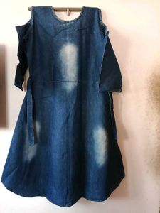 Stylish Denim Cold Shoulder Dress