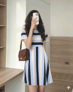 XL size Striped Midi Dress 🩵