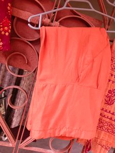 Beautiful Cotton Kurta With Churidar And Dupatta🤎