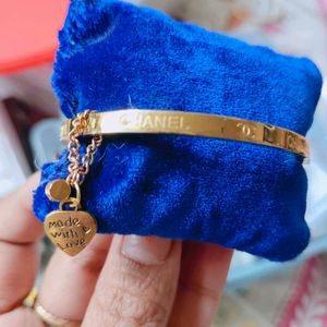 Chanel Inspired Bangle Set with heart charms