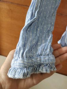 Blue Striped Ruffle Blouse💙