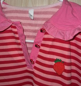 Cute Japenese Strawberry Striped Long Top