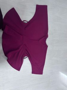 Trendy Maroon V-Neck Short Top