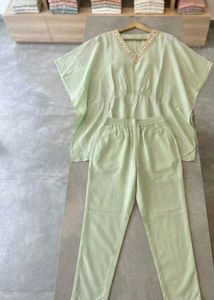 Kaftan with pant and Mirror Work Coord