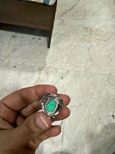 Vintage-Style Silver-Tone Faux Turquoise Ring