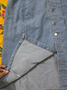 Light Wash Denim Button-Front Skirt