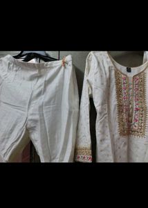 Elegant White Embroidered Kurta Set