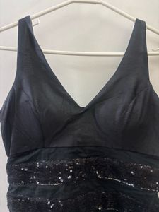 Sparkly Black V-Neck Party Dress