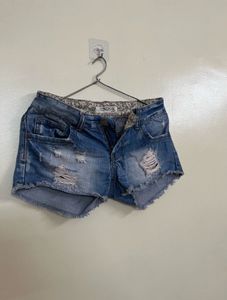 y2k Ultra Low Rise Distressed Denim Shorts